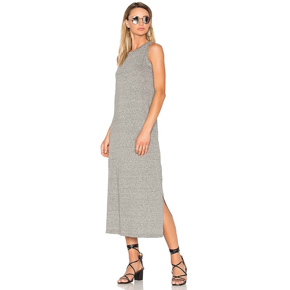 Current/Elliott The Perfect Muscle Tee Dress Heather Grey Midi Slit Large